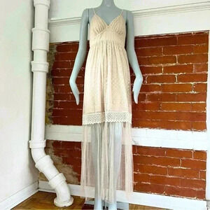 A’reve Anthropologie Lace and Tulle Cream Romantic Maxi